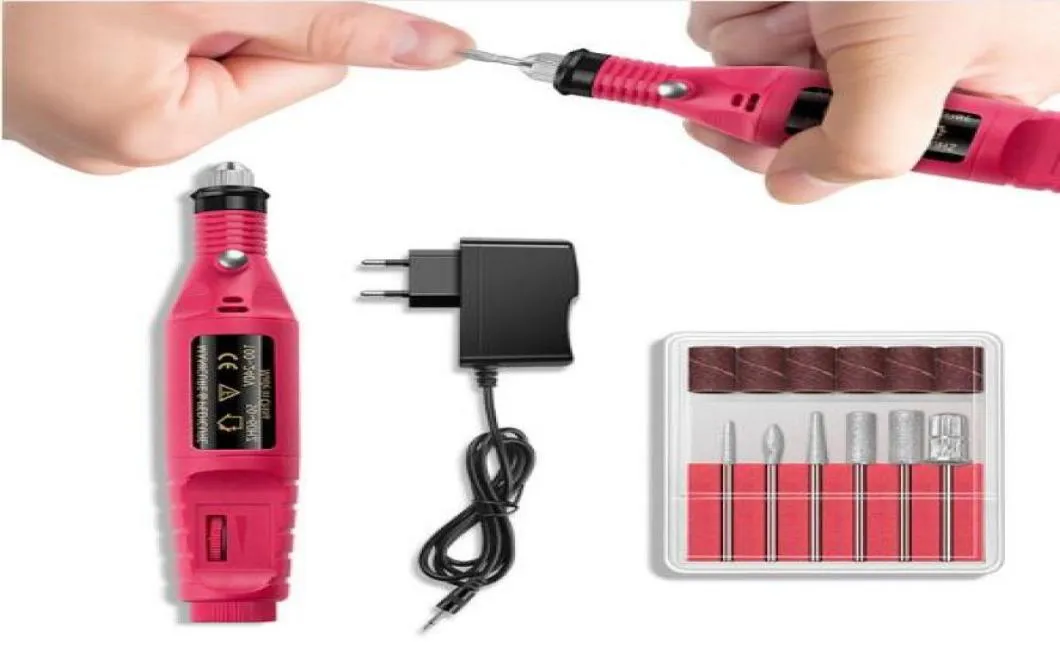 Power Professional Electric Manicure Machine Pen Pedicure Nail File Nail Tools 6 bits Drill Nail Drill Machine8869524