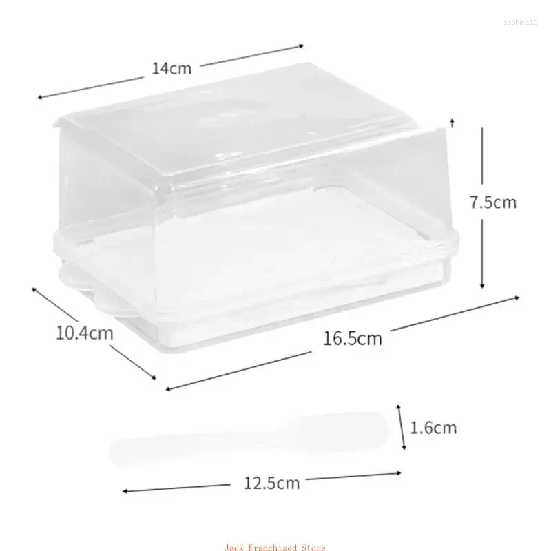 Förvaringsflaskor smörskålbox hållare bricka med lock och knivosttavla server crisper transparent plastbehållare