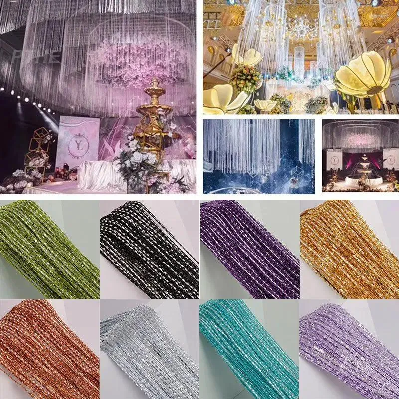 Curtain Beautifully Designed Crystal Valance Luxurious Shiny Tassel Line Curtains Eye-catching Window Divider Drape Durable