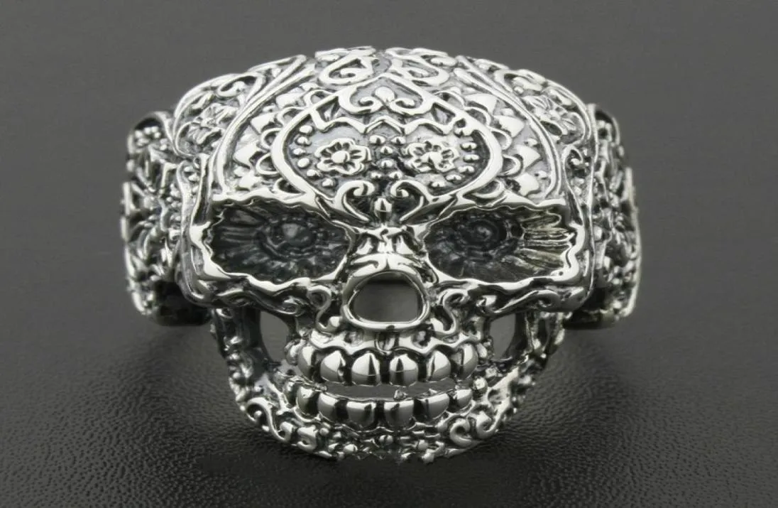 Solido 925 Sterling Sterling Silver Ring Mens Biker Biker Rock Punk Style Us Size da 8 a 126662997