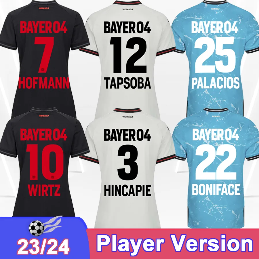 23 24レバークーゼンメンズプレーヤーサッカージャージーヴィルツホフマンパラシオフンポンボニファスグリマルドシックタプソバホームアウェイ3番目のフットボールシャツ