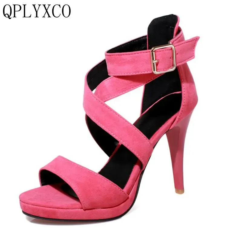 Qplyxco 2018 sandali in stile elegante estivo moda grande piccola taglia 31-48 donne tacchi sottili (10 cm) scarpe da festa 8675