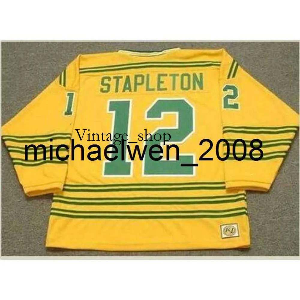 Vin Weng Custom Men Młodzież Kobiety Vintage #12 Pat Stapleton Cougars 1973 WHA Hockey Jersey Size S-5xl lub Custom Dowolne nazwisko lub numer