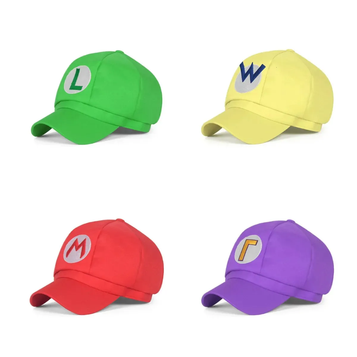 Game di animazione per bambini adulti Super Luigi Brothers Cosplay Hat Personality Fashion Fashion Cap Octagonal Cap Cappello da baseball Cappello da baseball 240506