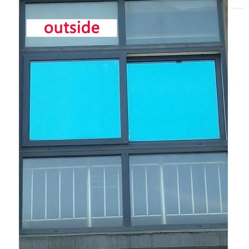 Window Stickers 40/50/60 700cm Blue Silver One Way Mirror Film Glass Sticker UV Reflective Privacy Solar Self Adhesive Decorative