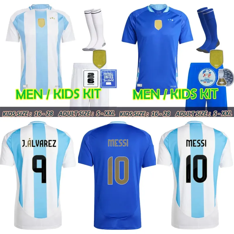 24 25 Argentina a 3 stelle maglie da calcio a casa Fan commorativi 2026 qualificatori Messis dybala di Maria Martinez de Paul Maradona Camisetas Kit Kit Men America Cup