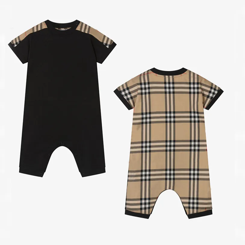 Baby Rompers Rompers Baby Boys Plaid Jumps Coi-tout-petit Kids Lapon Borchette à manches courtes