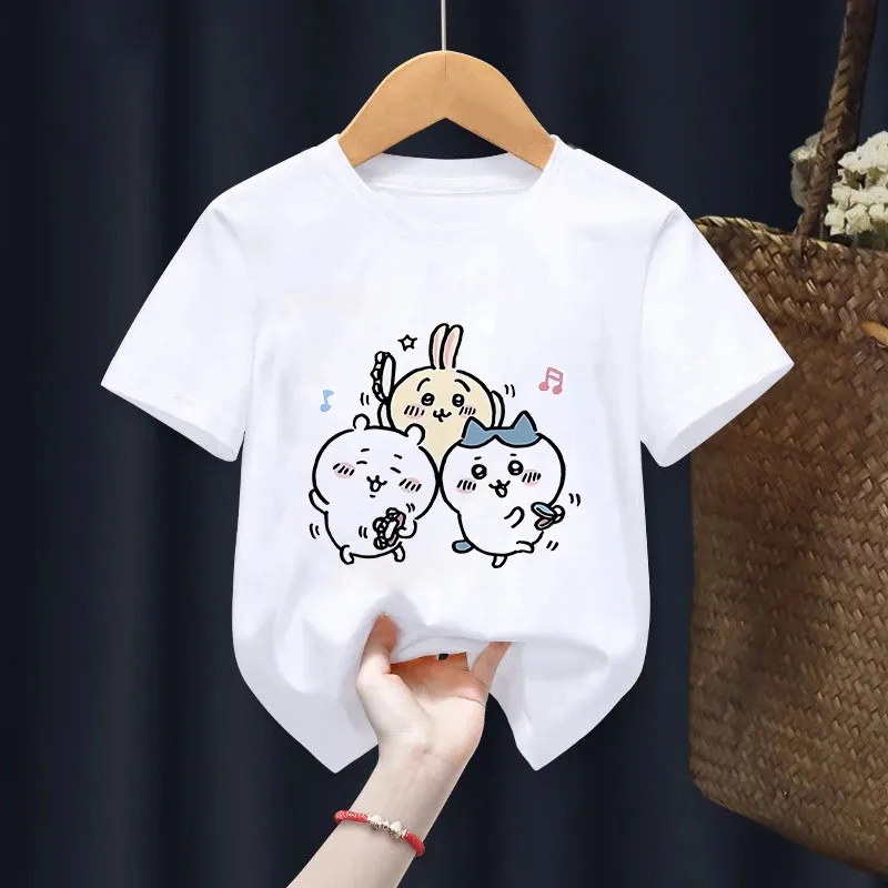 Enfants Tshirt Cchiikawas Kawaii Cartons d'enfants Tee Shirts Anime Clothes Clothes Boy Girl Tops Cute Expression Coupte à manches courtes 240510