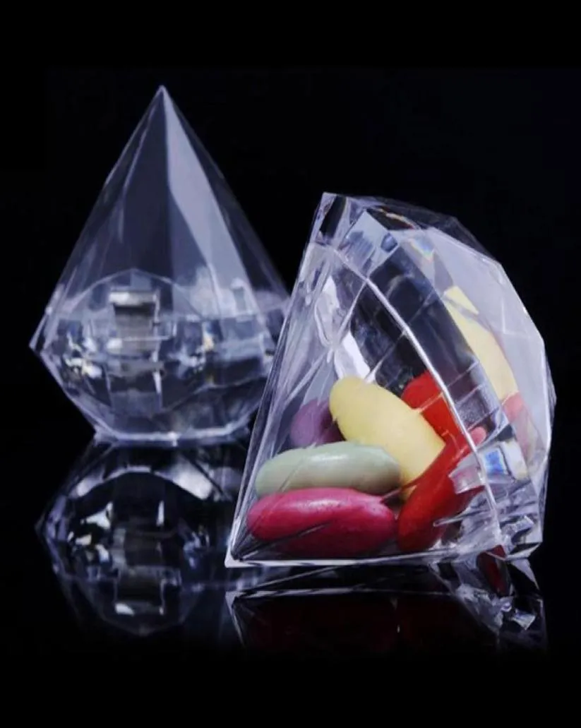 Mariage Party Home Clear Diamond Forme Transparent Plastique Faveur Décoration de mariage Boîte de bonbons Clear Plastic Container25469776974