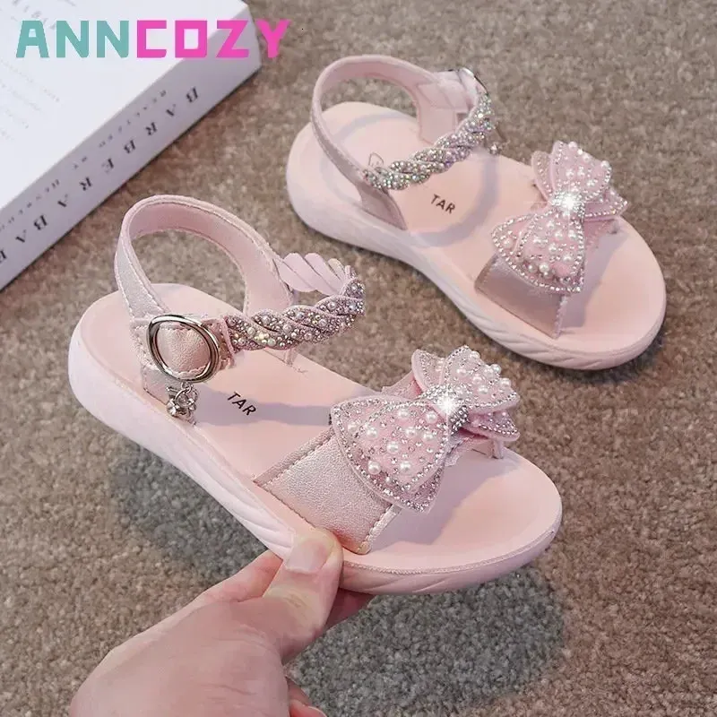 Princess Sandals for Girls 2023 Summer Style Birthday Party Perform Dance Shoes Soft Bottom Children 240506