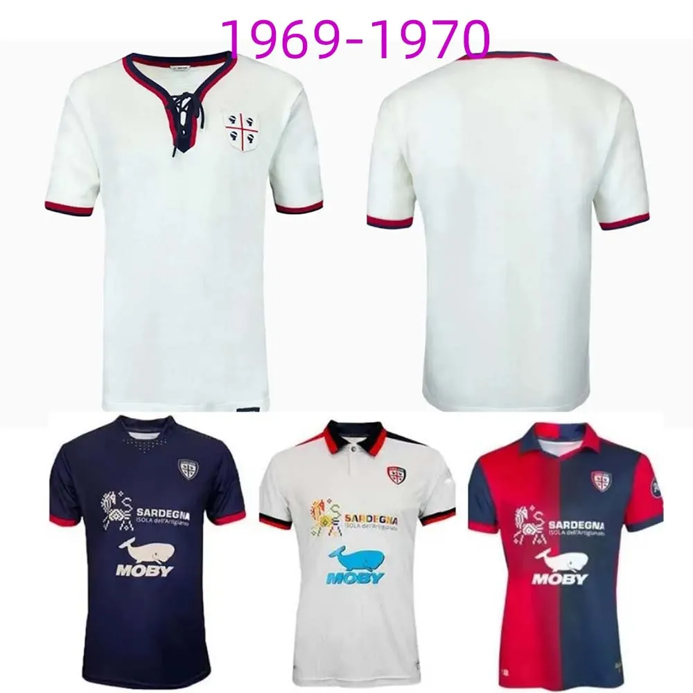 2023 2024 Cagliari Calcio Obert Mens Soccer Jerseys 69 70 Special Edition Nandez Viola Lapadula Zappa Home Away 3rd 1979 1970 White Football Shirt Uniforms