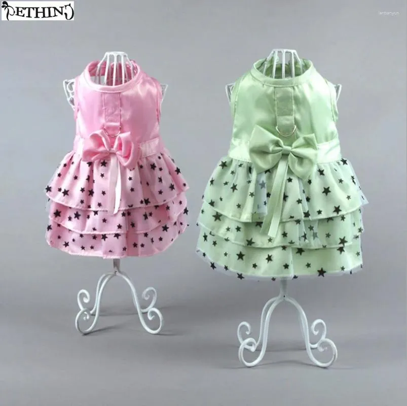 Vêtements de vêtements pour chiens Robe de harnais vert rose avec nœud papillon chiot animal de compagnie petit xs-xl