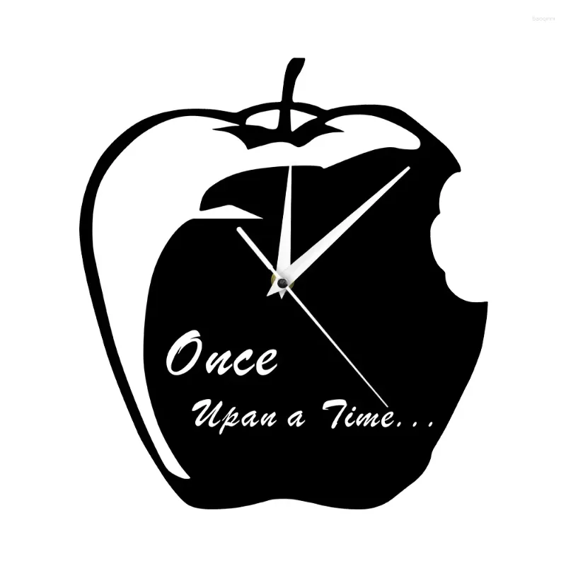 Horloges murales Once Upon a Time FairyTale Black and White Art Clock moderne Bitten Apple Silent Quartz Decor Homepiece