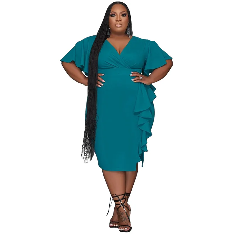 Women Plus Size Dresses V Neck Bodycon Wrap Empire... From Luote, $23.43 |  DHgate.Com