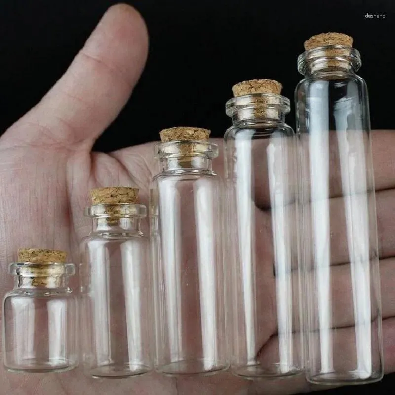 Depolama Şişeleri 50pcs 5ml 10ml 15ml 20m küçük şişe cam kavanozlar dekorasyon DIY konteyneri boş küçük temiz mantar mesajı şişeleri