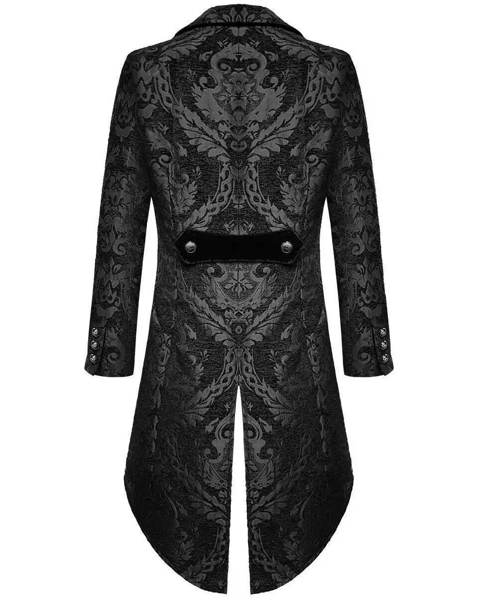 Ethnic Clothing Classic Devil Mens Gothic Steampunk Coat Black Brocade Wedding European ClothingL2405