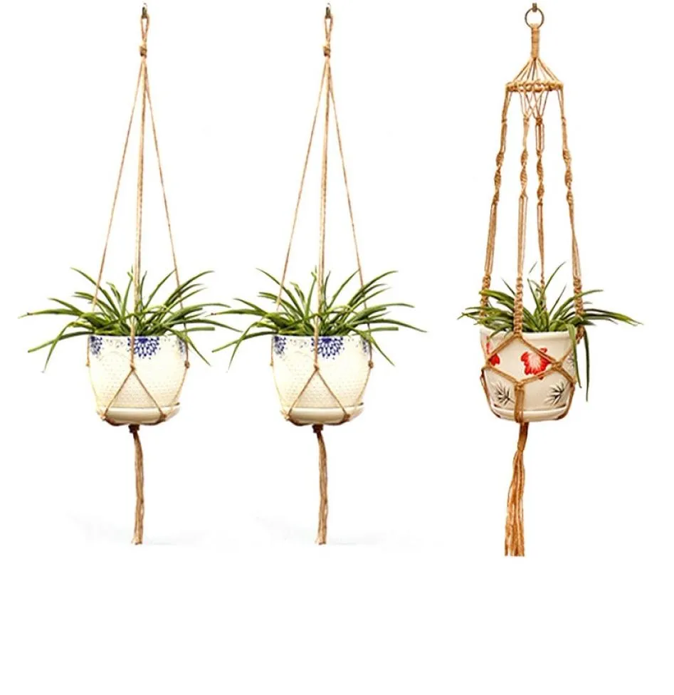 Macrame Plant Hanger Indoor Outdoor Wans Hansers Конопля веревка для домашнего декора держателя корзины 2398843