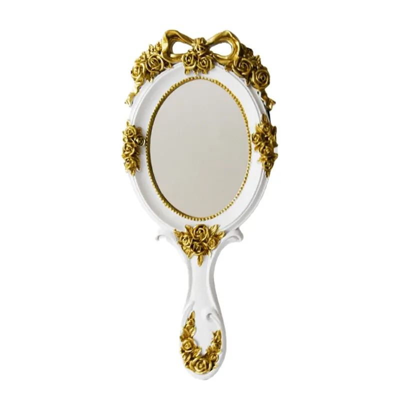 Princess Party Migne Creative Vintage Hand Mirrors Makeup Vanity Mirror Mirror cosmétique à main avec poignée pour cadeaux