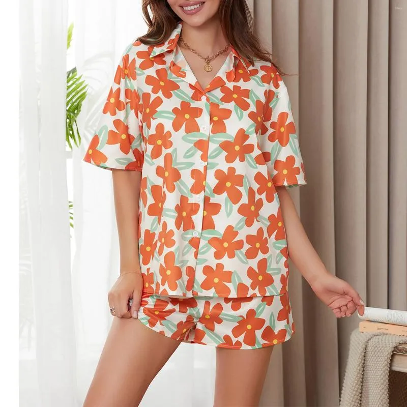 Vêtements maison Bohemian Floral Print 2 pièces Shirts Shorts Sets Summer Women's Casual Beach Wear Tenues