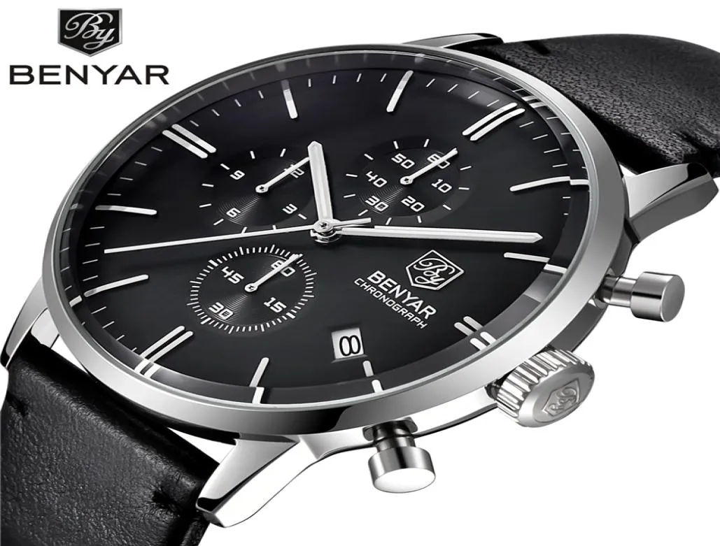 Benyar Fashion Chronograph Sport Mens Watches Top Brand Luxury Quartz Watch Waterproof Clock Male Hour Relogio Masculino4780063