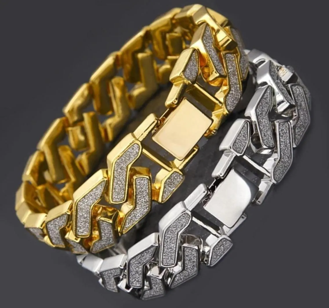 Bracelet de liaison cubaine pour hommes Tops Quality Pop Club Accessoires Iced Hip Hop Bracelets Gold Silver Plating Bangle Zircon Chains 2215200