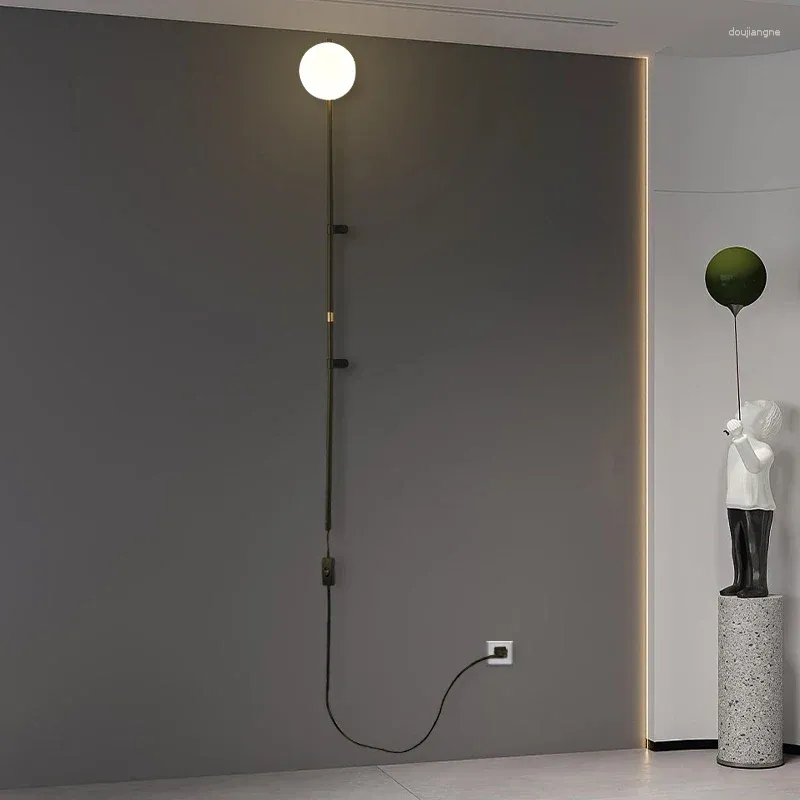 Lampa ścienna Nordic sypialnia dioda LED z przełącznikiem salonu prosta i nowoczesna bezpłatne okablowanie wtyczka el el