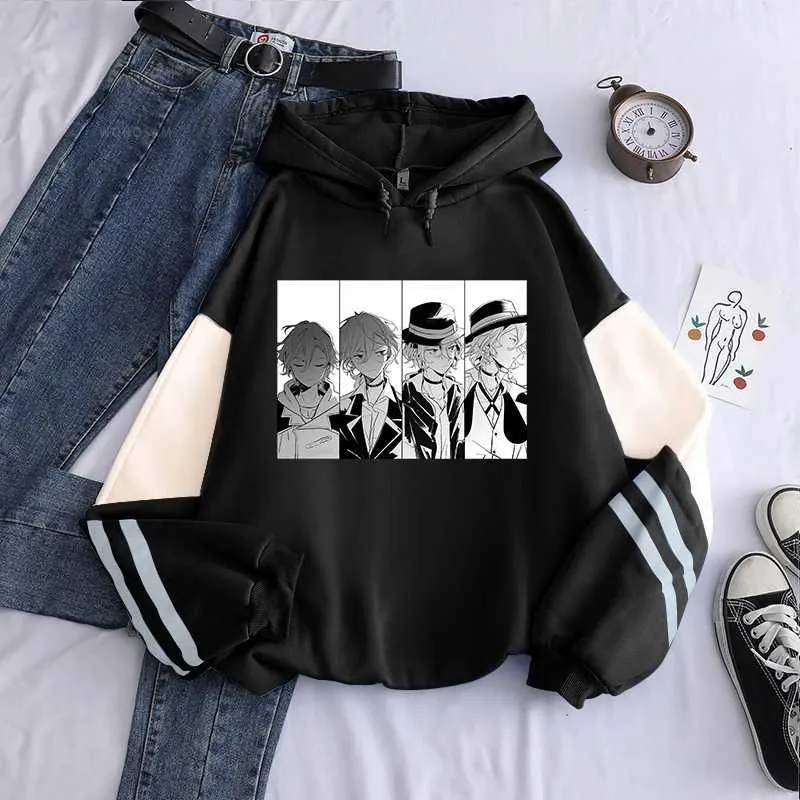 Felpe con cappucci da uomo Fedele da uomo anime anime bungo cani randagi Nakahara chuuya women women 90s shirt vintage cartone animato primavera autunno flce plus size felpe t240510