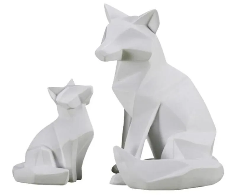 Origami Fox Statue Abstract Geometry Animals Resin Craftwork Soggiorno Decorazioni per la casa L28658201314