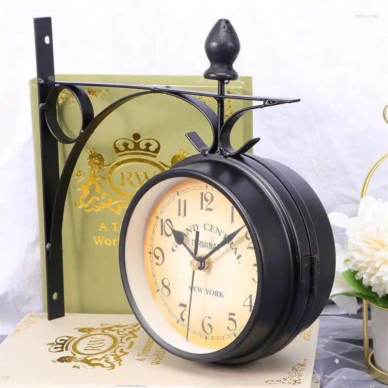 Horloges murales de style européen à double face décor de décoration créative Creative Decors monochrome Gift anniversaire de mariage vintage pour le bureau