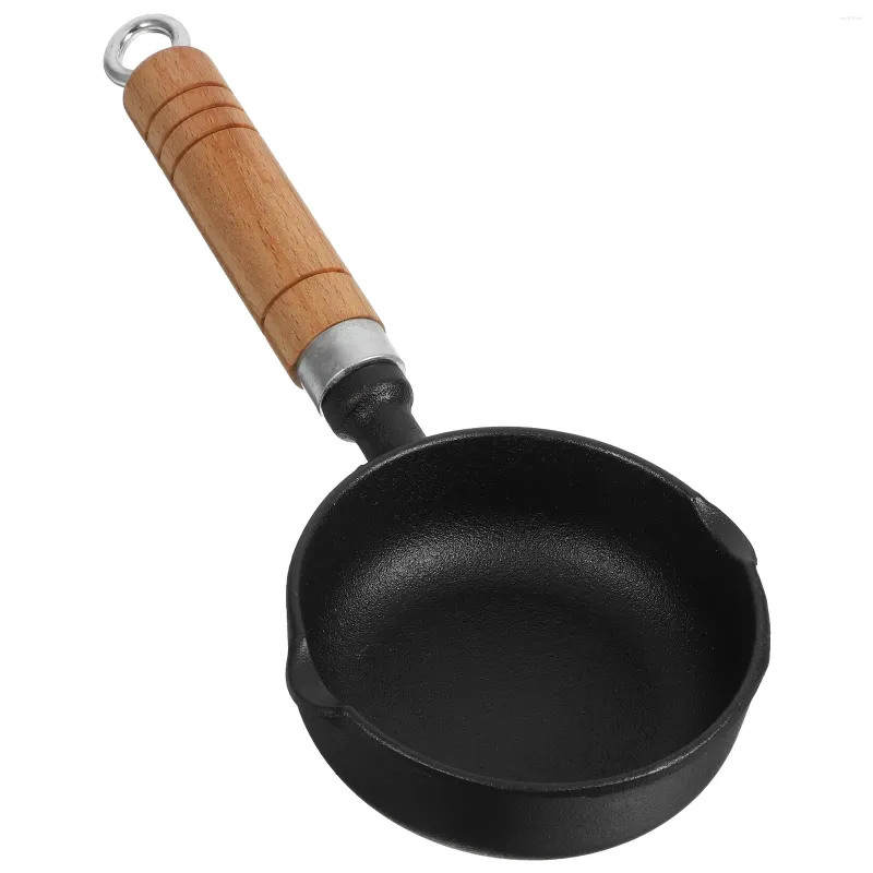 Pans verser de l'huile Small Wok Gasting Pot Sauce Sauce avec un mini-bec de cuisson en bois de couvercle