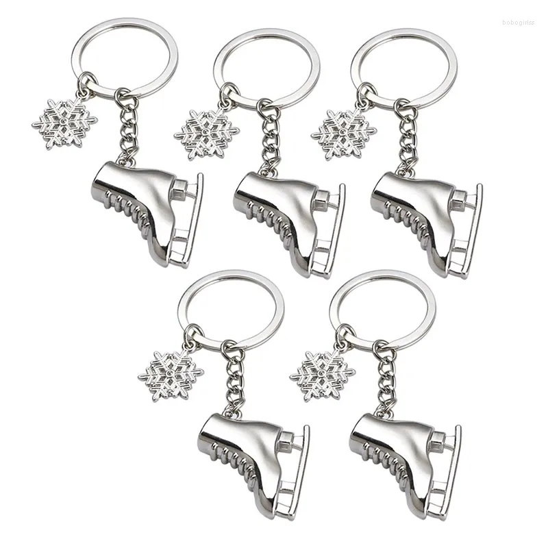 Hooks 5 Pack Ice Skates Snowflake Keychain Gift 3D Skating Skate Shoe Key Ring voor de winter