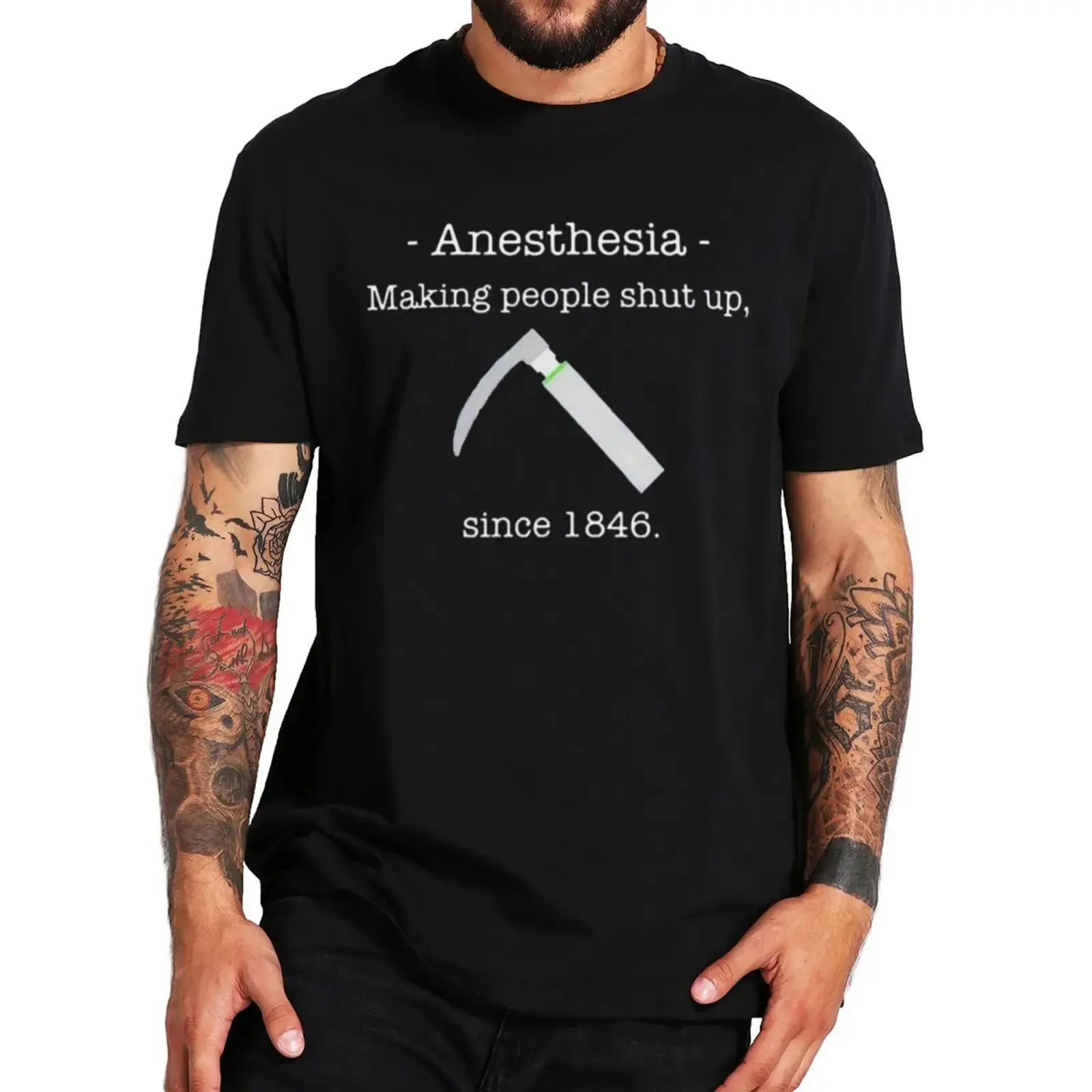 Anestesi som gör att människor skjuter upp t-shirt läkare anesthetis gåva kort ärm sommar 100% bomull unisex t-shirt eu storlek 240511