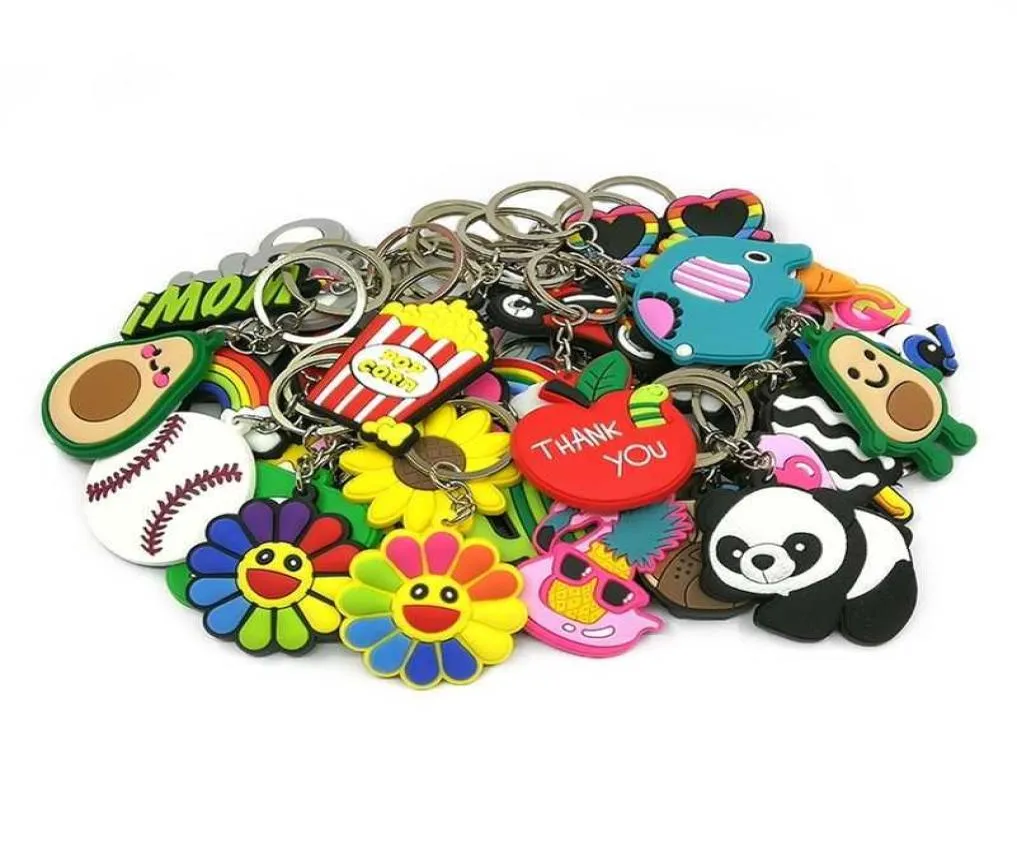 Mixed 40PCS PVC Keychain Ring Chain Holder Trinkets Kids Party Gift 2104109377715