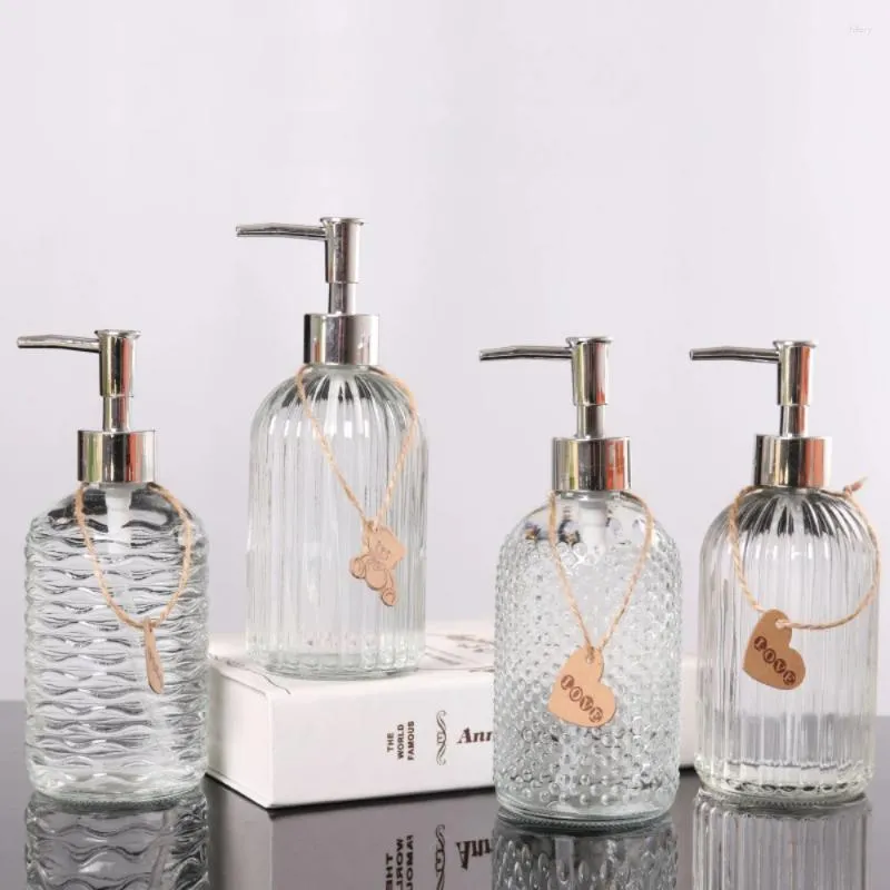 Liquid Soap Dispenser 1PC Luxury Hand Wash Bottle 500ml Transparent Glass Home Press Shower Gel Split Set Decoration