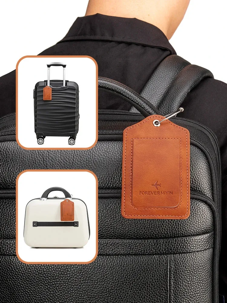 PU Leder Gepäckschild mit Anti -Verlust -Drahtseilschleife und gebauter Datenschutzschutzabdeckung für Reisetaschen 240511