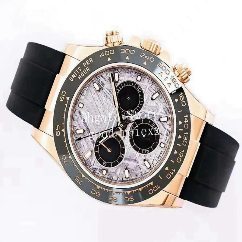 Stopwatch Men's Chronograph zegarki Mężczyźni Watch Automatic 7750 ETA Champagne 28800 VPH HZ EWF Rose Gold Rubber 904L Steel EW Factory 243k