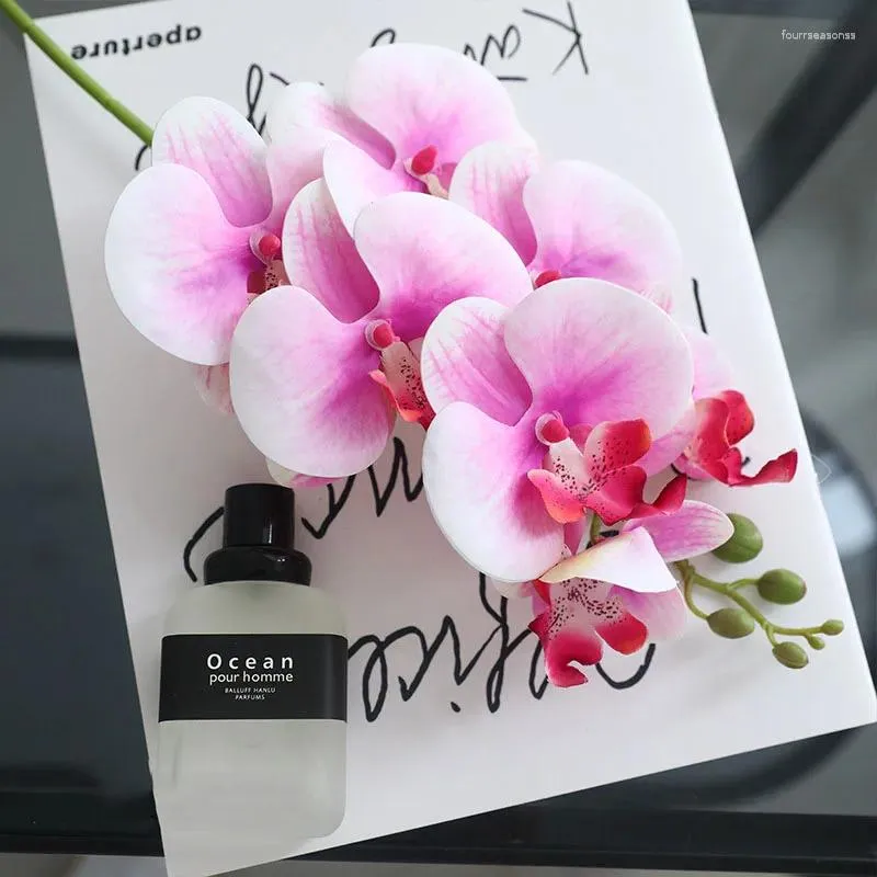 Dekorativa blommor konstgjord fjäril orkidéblomma silk phalaenopsis för bröllop hemfest diy dekoration falska