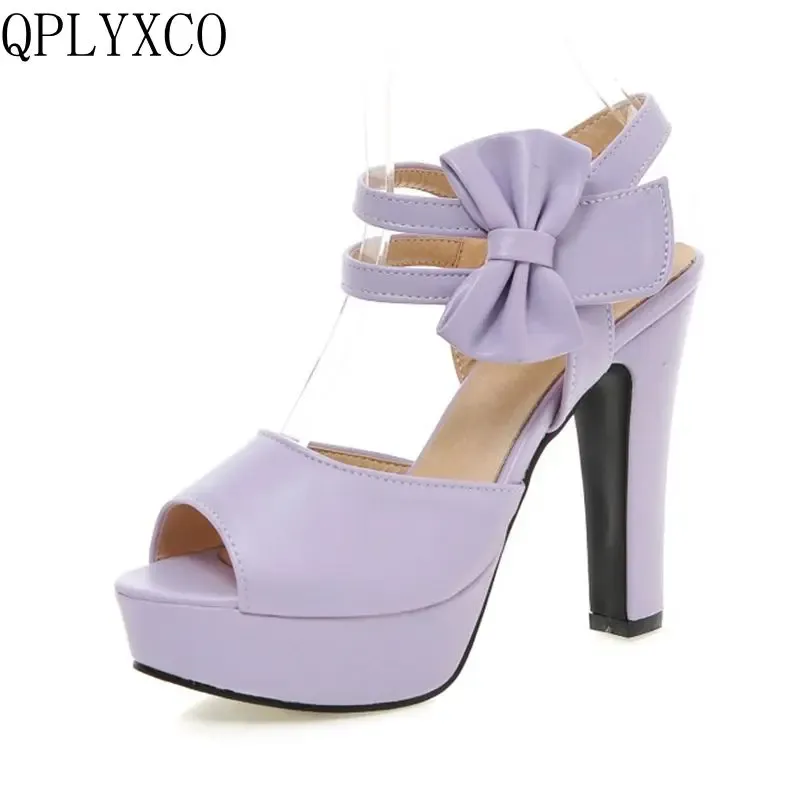 QPlyxco Plus Novo grande tamanho pequeno 31-47 Peep Toe Torthle Strap Saltos altos (11,5 cm) Plataforma de sandálias Ladies Wedding Shoes Woman 161-3