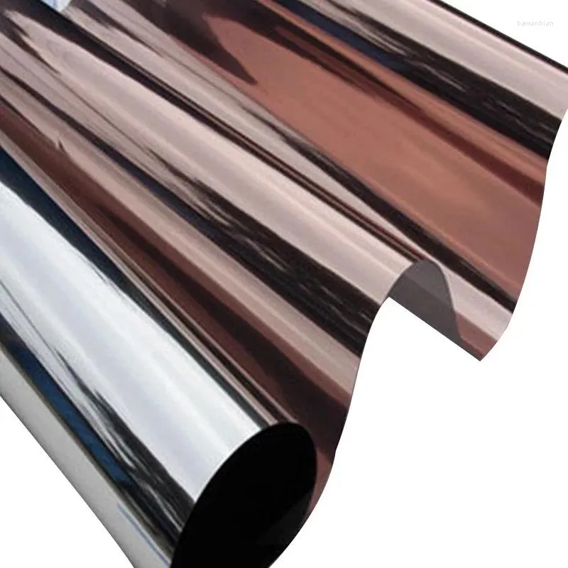 Stickers de fenêtre Copper Silver Brown Mirror solaire dans un sens intimité Film en verre réfléchissant Sticker maison maison Longueur décorative 500 cm