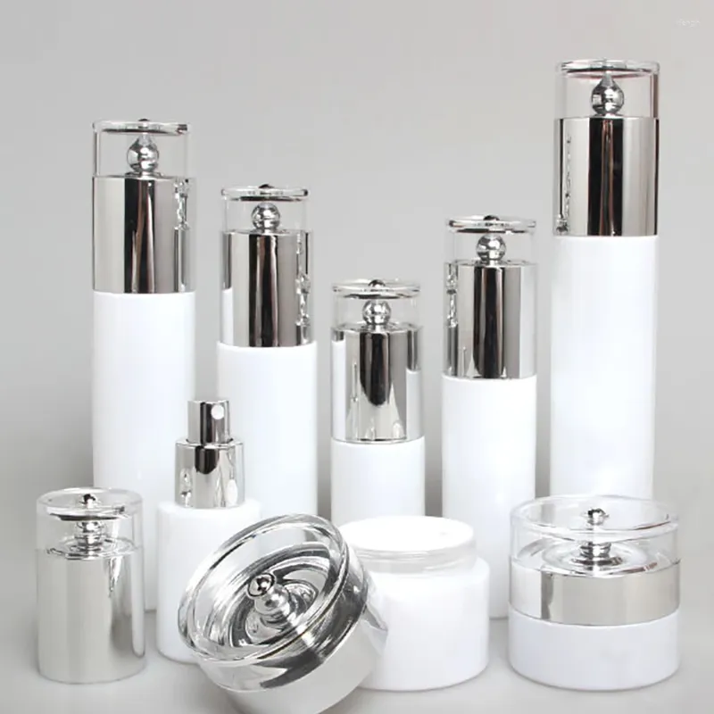 Speicherflaschen 60 ml Sprühflaschen Aluminium Silberdeckel Natural Cosmetic Lotion Pump Glasverpackung