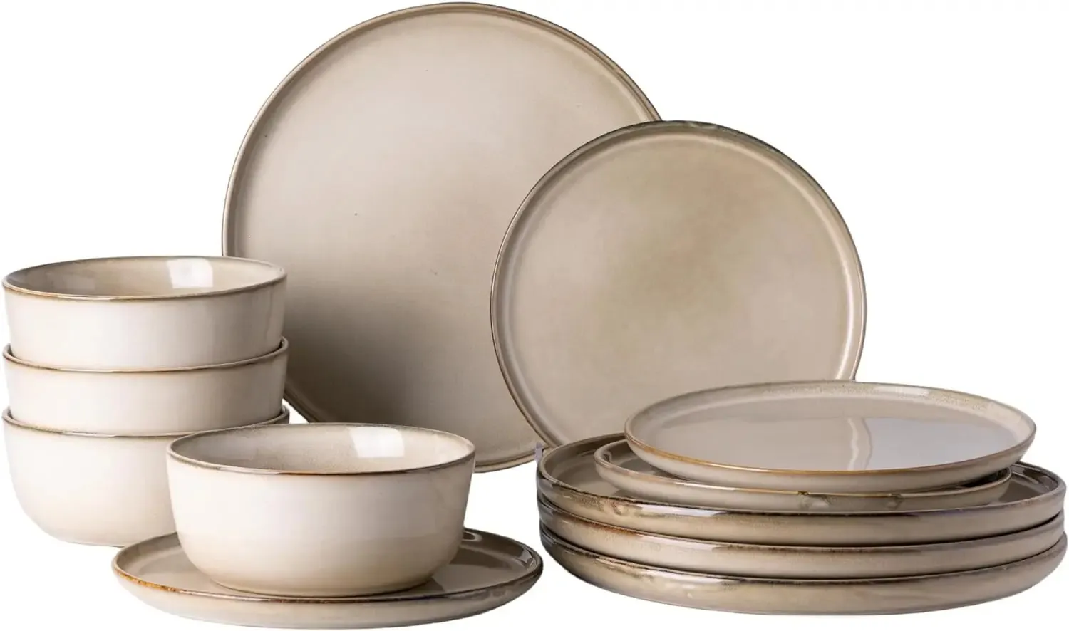 Ceramic Dinnerware Sets for 4 12 Pieces Stoare Plates and Bowls Chip Scratch Resistant Dishes Dishwasher Microw 240508