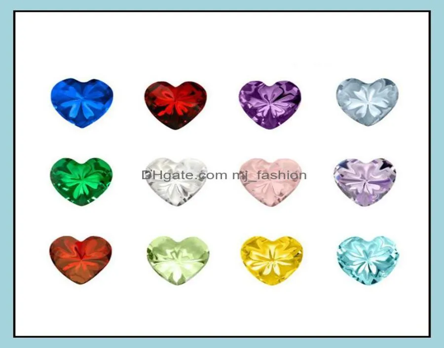 Charms Bijoux Résultats Composants mélange 12 couleurs HeartroundStar Birthstone Crystal Birthday Stone Floating Verket For Living M9880520