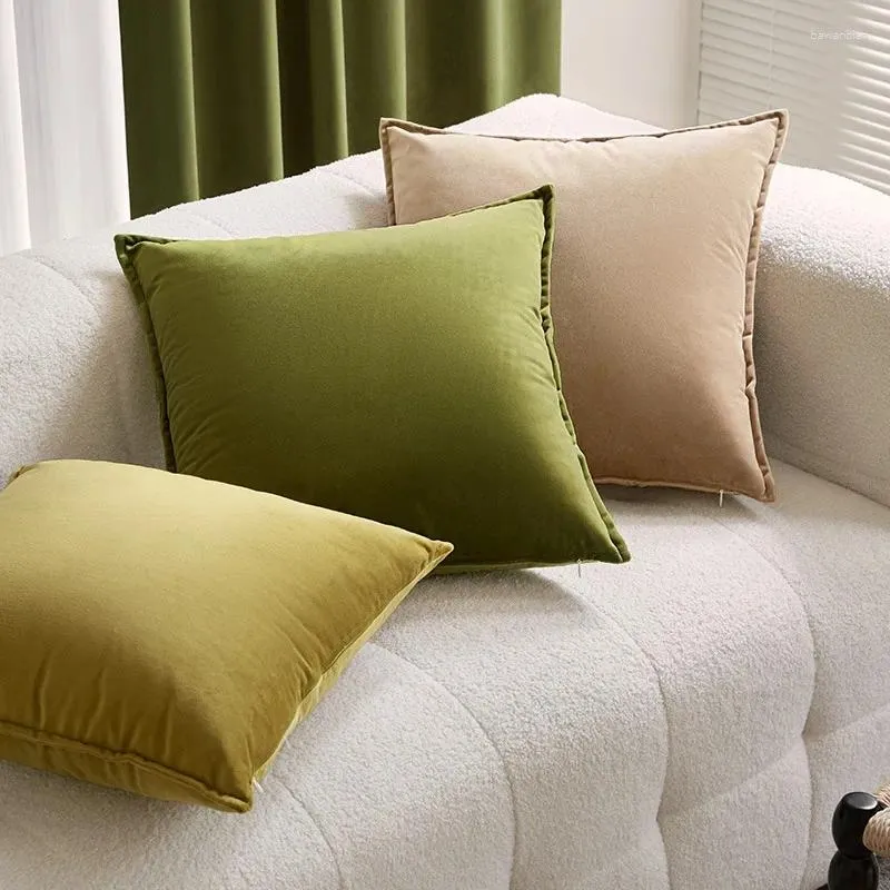 Kudde lyxiga sammet täcker dekorativ fyrkantig kudde mjuk fast fodral för soffa sovrum bil 45x45 cm minimalism modern