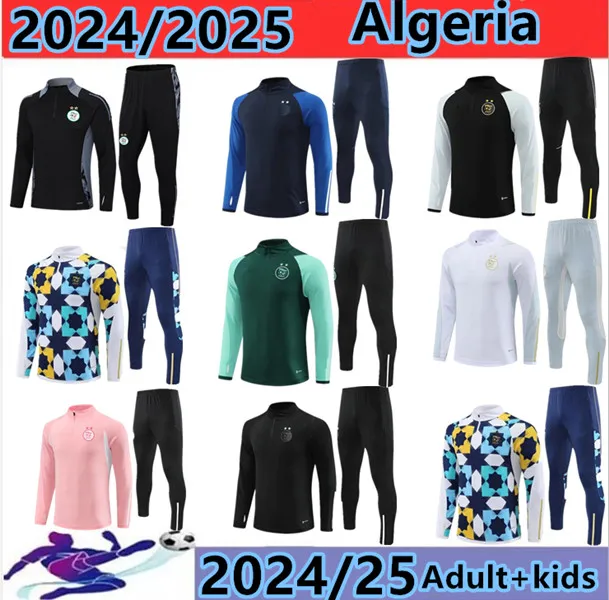 2024/2025 Algeriet Tracksuit Mahrez Soccer Jerseys Men Kids 23/24/25 Algerie Bounedjah Survetement Maillot de Foot Feghoul Sportwear Football Training 10-XXL