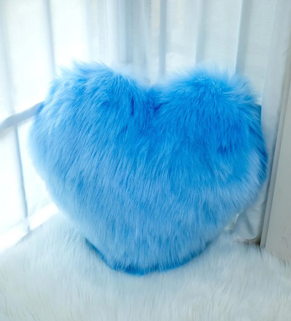 Love pillow multicolor heartshaped plush blue imitation wool modern minimalist sofa and comfortable cushion size 3544cm7766215