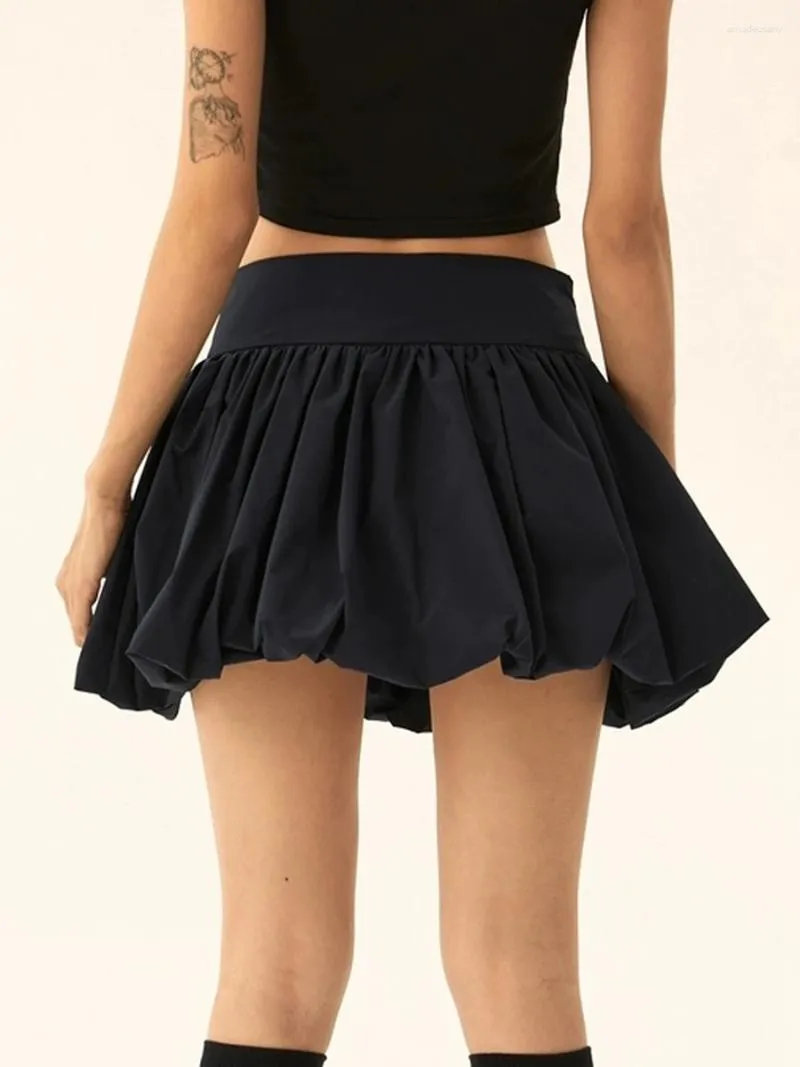 Skirts Women Y2k Bubble Skirt High Waist Ruffle Hem A Line Pleated Mini Short Teen Girls Puffy