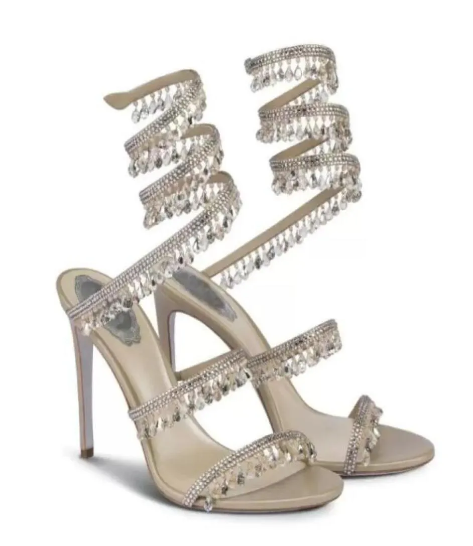 Zomer Noble Sandalen Leer Crystal Pearl kroonluchter gevormd elegante dame trouwjurk banket hoge hakken3624234