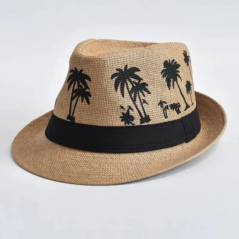 Berets Sommer atmungsaktiven Kurzkrempeln Strohhut für Männer im Freien Reisen Strand Sun Panama Trilby Jazz Hüte im Freien