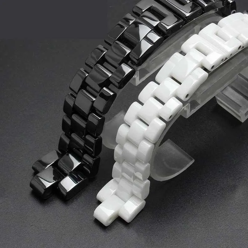 J12 Ceramics Wristband Womens Mens 스트랩 패션 블랙 흰색 16mm 19mm Q240510의 시계 밴드