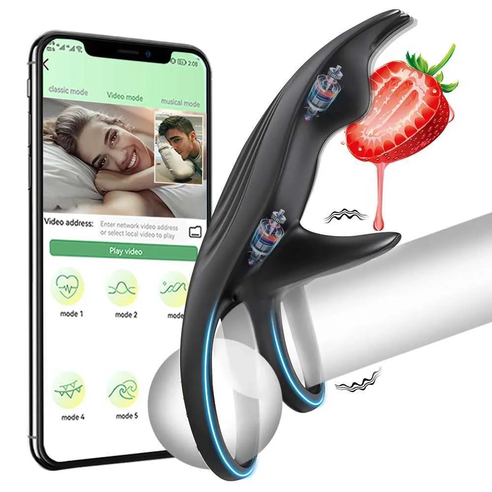 Andere Gesundheit Schönheit Artikel Bluetooth Cockring Penis Ring Vibrator für Männer App Control Hahn Ringe Verzögerung Ejakulation Clitoris Stimulator Spielzeug für Frauen T240510